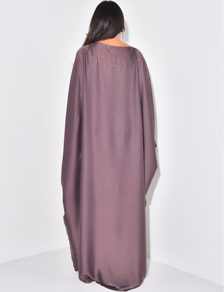 Butterfly abaya adorned with rhinestones to tie on the inside