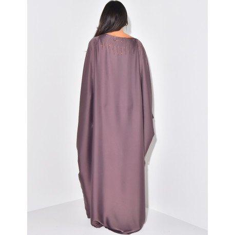 Butterfly abaya adorned with rhinestones to tie on the inside