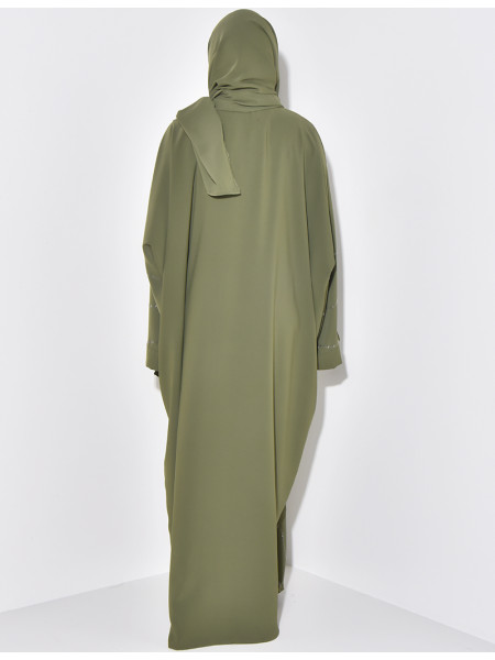 Set aus Abaya und Schal mit Strasssteinen