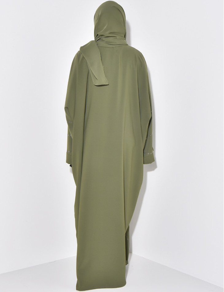 Set aus Abaya und Schal mit Strasssteinen