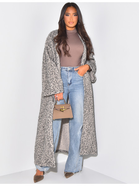 Manteau oversize en laine chiné