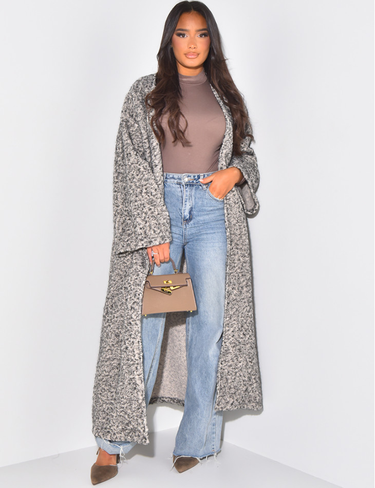 Manteau oversize en laine chiné