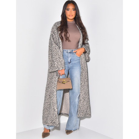 Manteau oversize en laine chiné