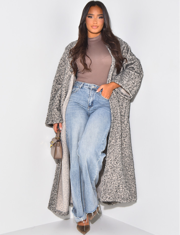 Manteau oversize en laine chiné