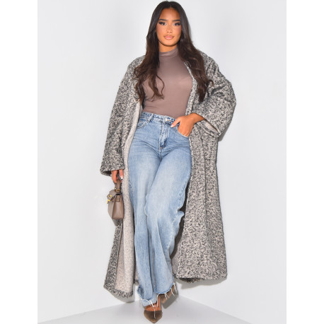 Manteau oversize en laine chiné