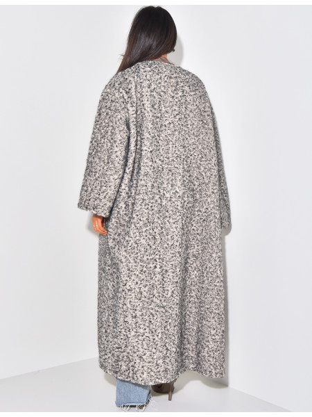 Manteau oversize en laine chiné