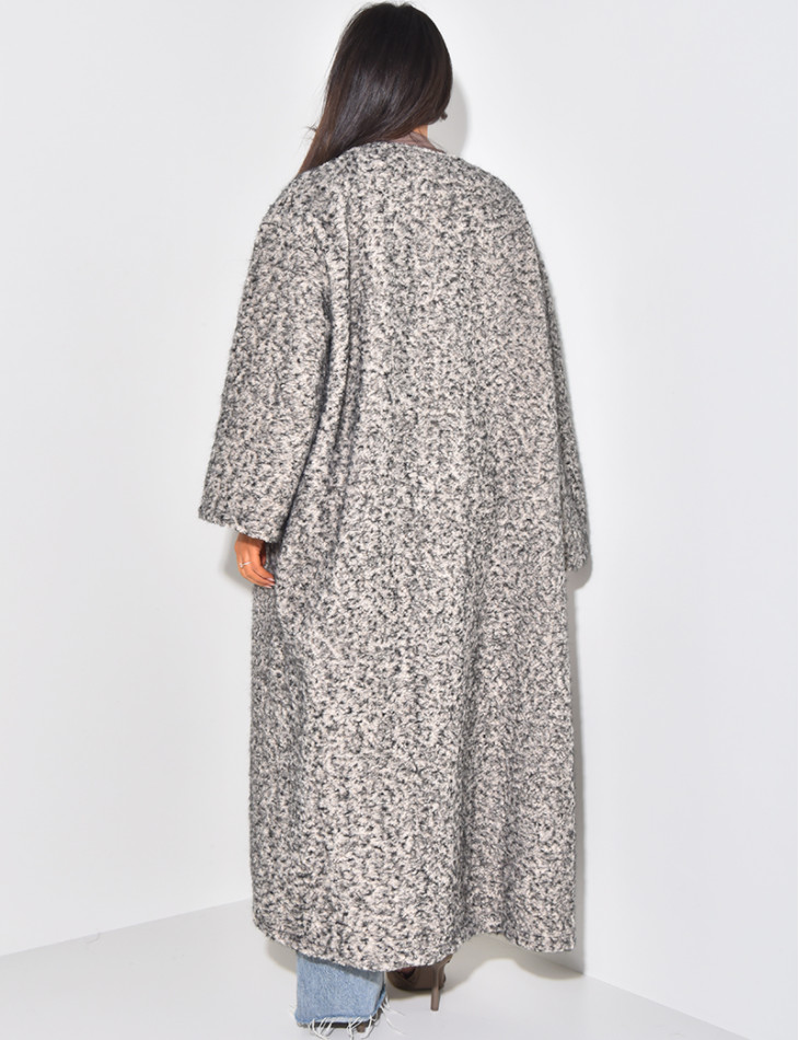 Manteau oversize en laine chiné