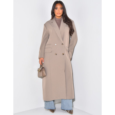 Oversize-Longblazer mit geschlitzten Taschen