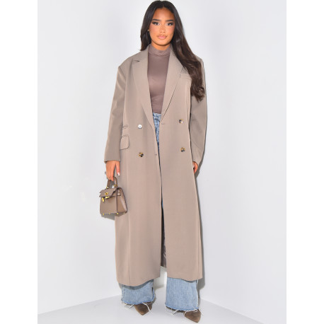 Oversized long blazer with slit pockets