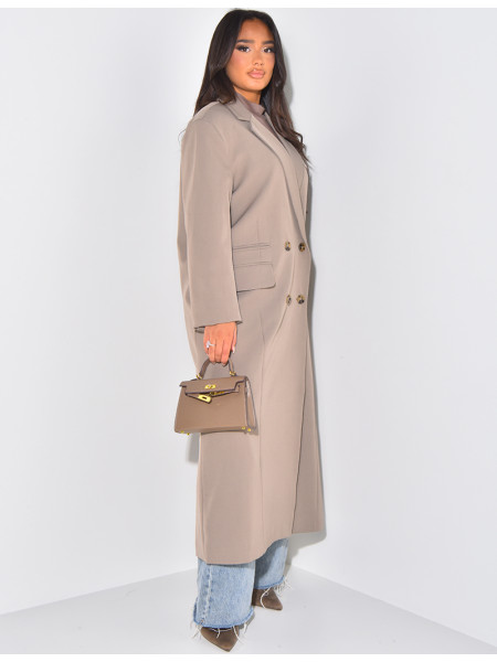 Oversize-Longblazer mit geschlitzten Taschen