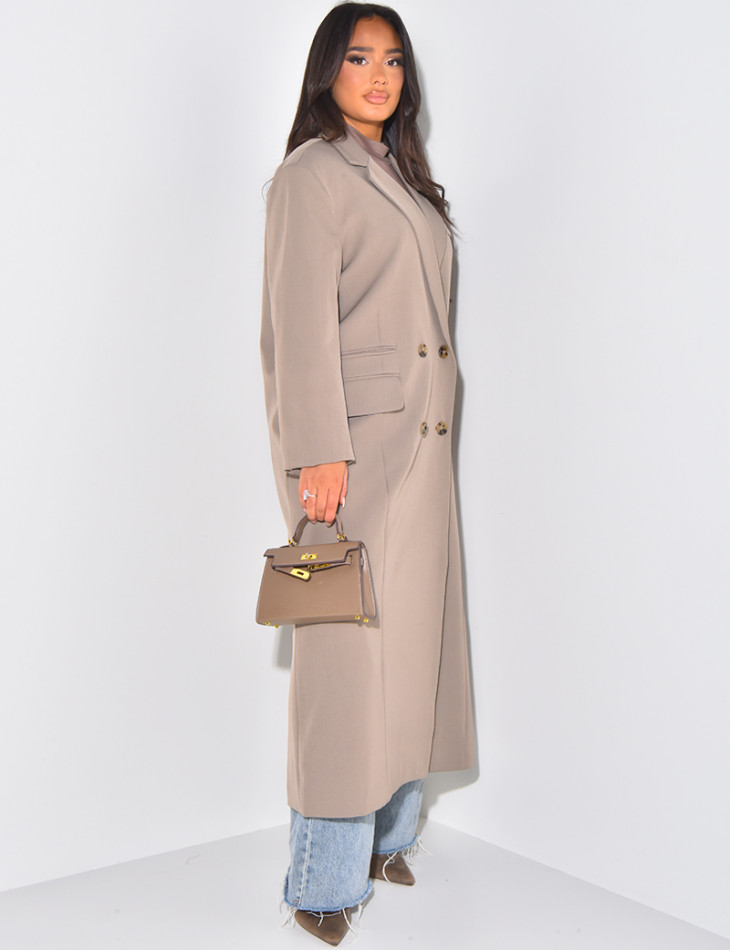 Oversize-Longblazer mit geschlitzten Taschen