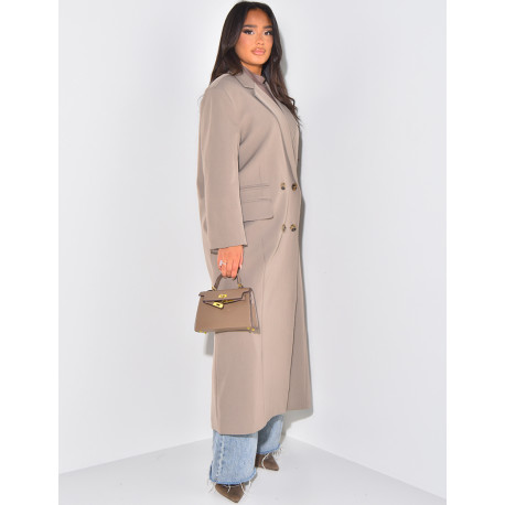 Oversize-Longblazer mit geschlitzten Taschen