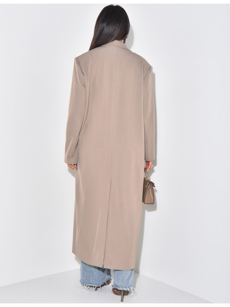 Oversize-Longblazer mit geschlitzten Taschen