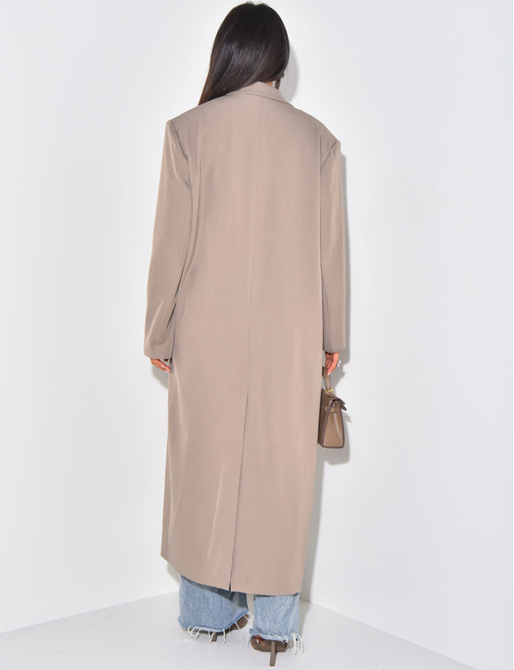 Oversize-Longblazer mit geschlitzten Taschen