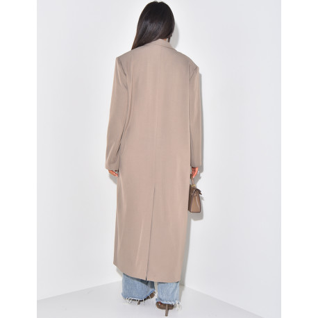 Oversize-Longblazer mit geschlitzten Taschen