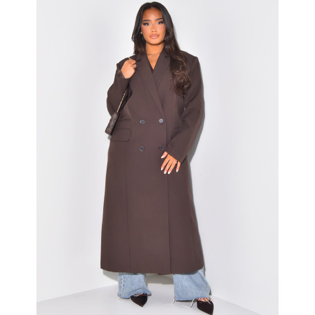 Oversized long blazer with slit pockets