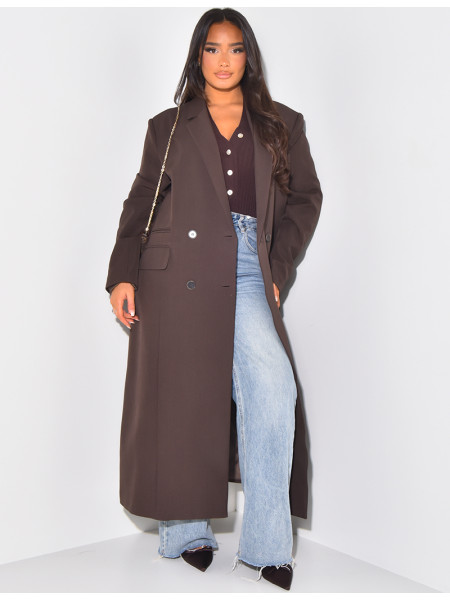 Oversized long blazer with slit pockets