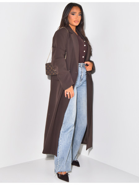 Oversized long blazer with slit pockets