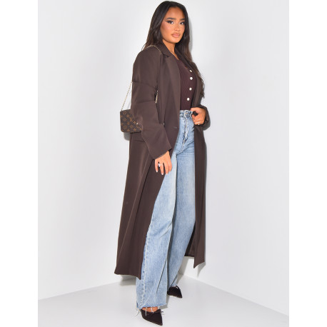 Oversized long blazer with slit pockets