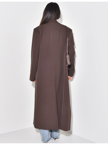 Oversized long blazer with slit pockets