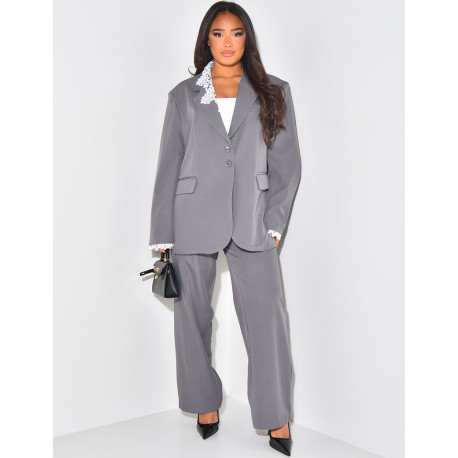 Oversized blazer with lace inserts