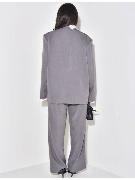 Oversized blazer with lace inserts