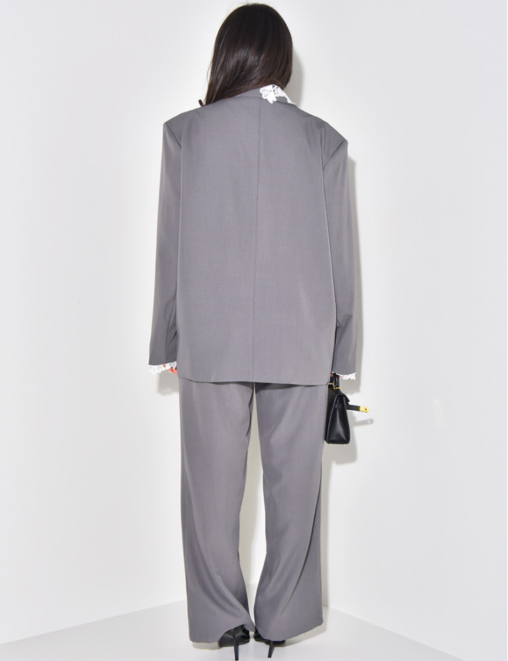 Oversized blazer with lace inserts