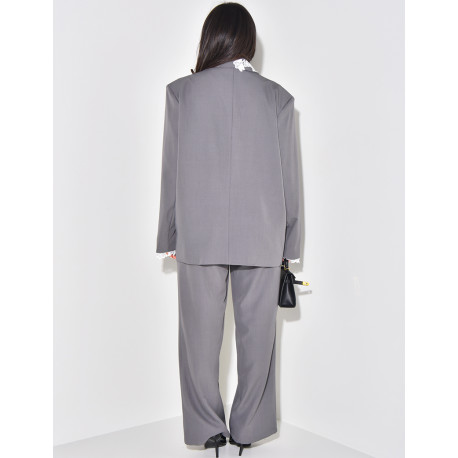 Oversized blazer with lace inserts