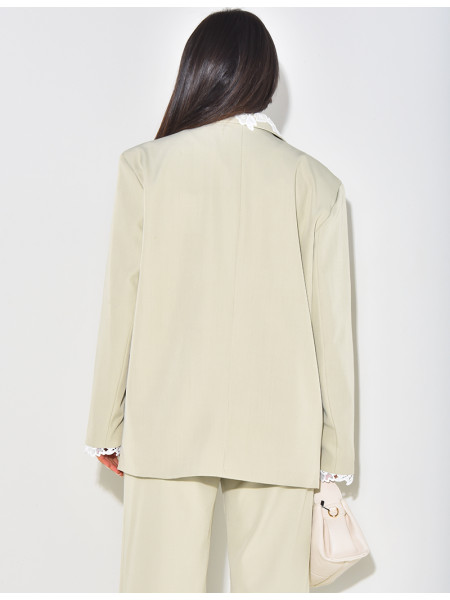 Oversize-Blazer mit Spitzeneinsätzen