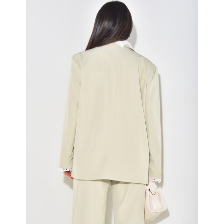 Oversize-Blazer mit Spitzeneinsätzen