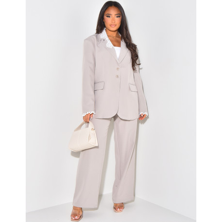 Oversized blazer with lace inserts