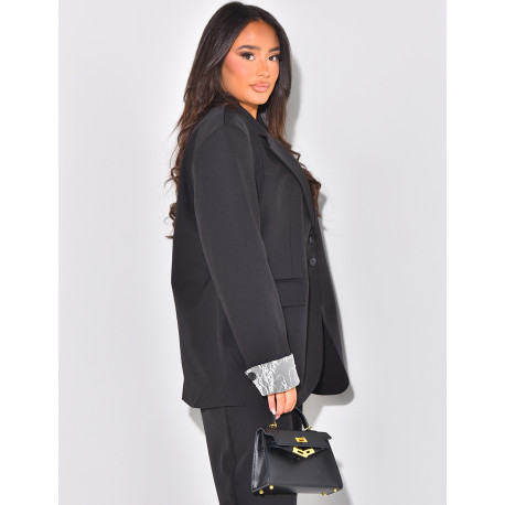 Oversized blazer with lace lapels