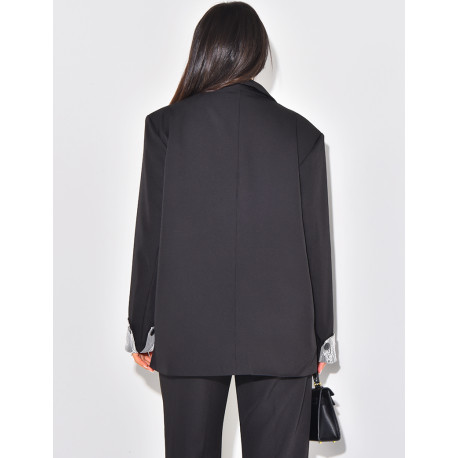 Oversized blazer with lace lapels