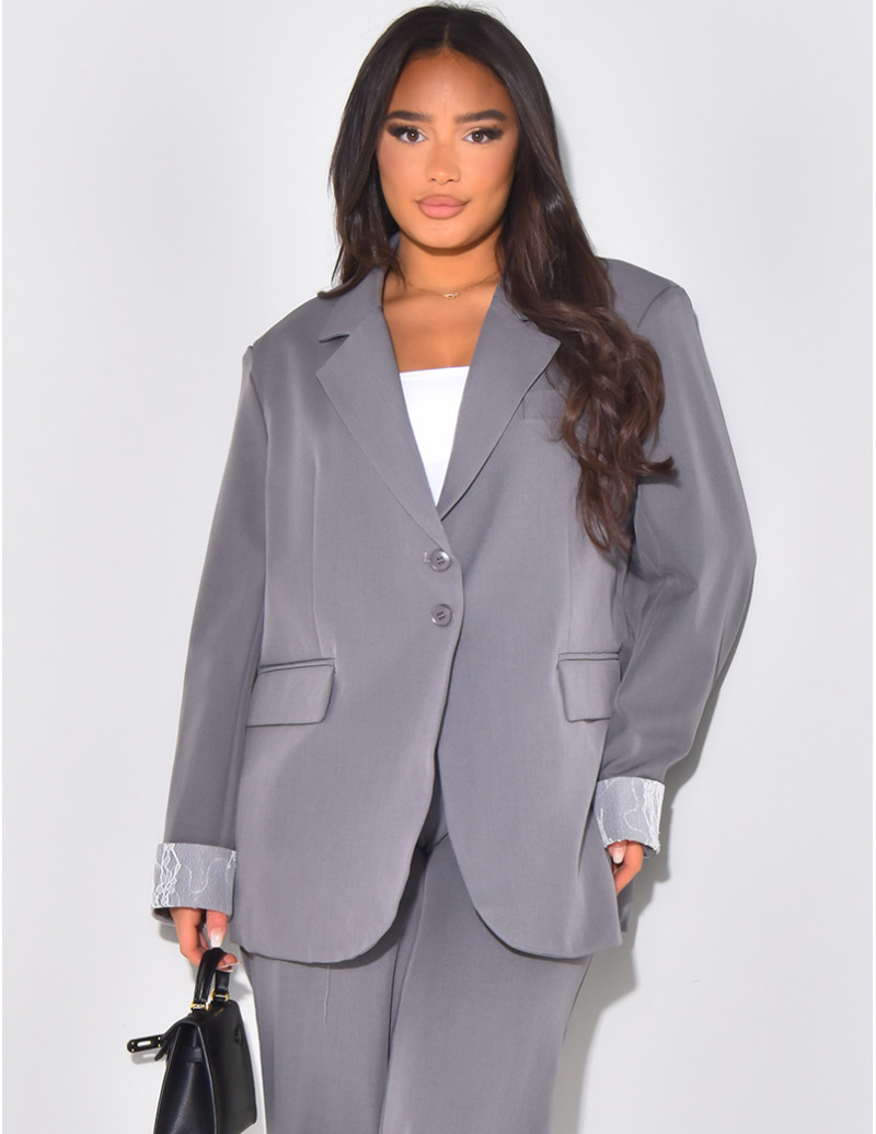 Blazer oversize à revers en...