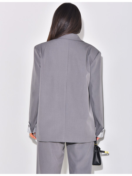 Oversized blazer with lace lapels