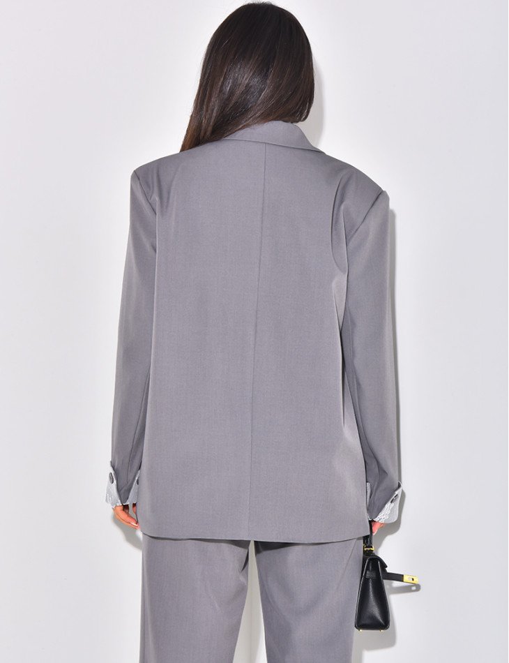 Oversized blazer with lace lapels