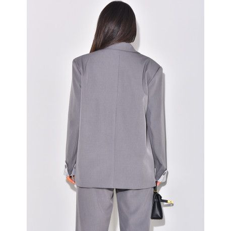 Oversized blazer with lace lapels