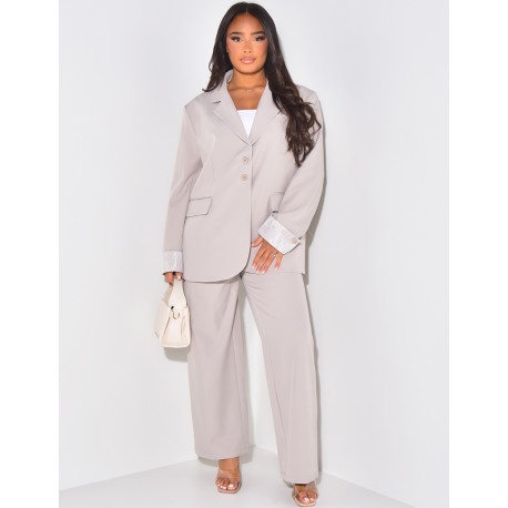 Oversize-Blazer mit Revers aus Spitze