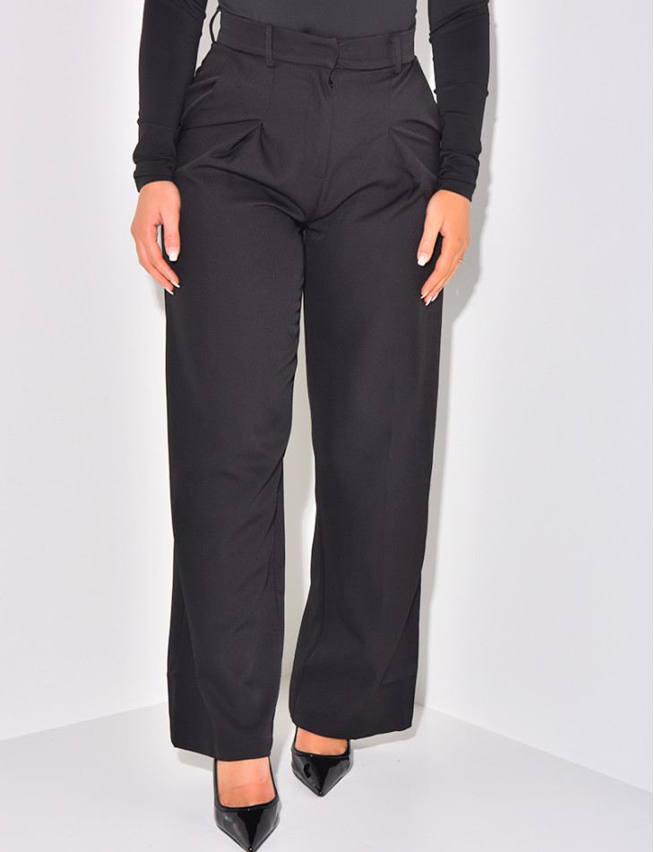 Pantalon de tailleur taille haute effet bouffant