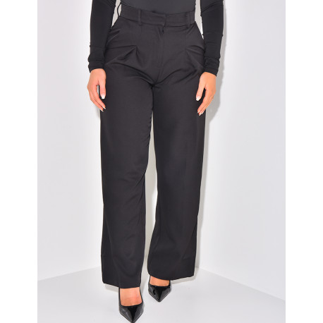 Pantalon de tailleur taille haute effet bouffant