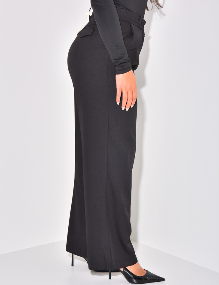 Pantalon de tailleur taille haute effet bouffant