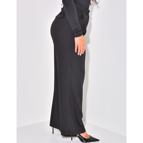 Pantalon de tailleur taille haute effet bouffant