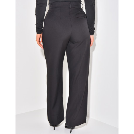 Pantalon de tailleur taille haute effet bouffant