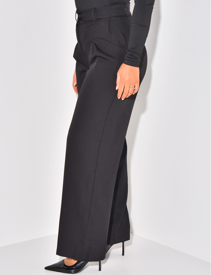 Pantalon de tailleur taille haute effet bouffant
