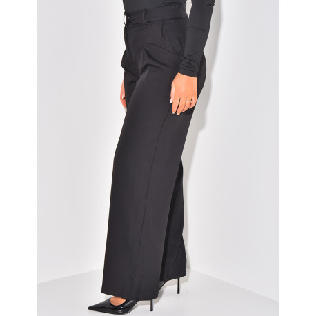 Pantalon de tailleur taille haute effet bouffant