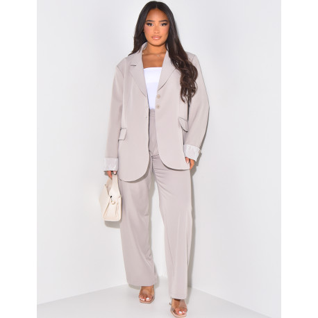 Puff-effect high-waisted suit trousers