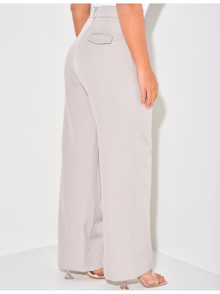 Puff-effect high-waisted suit trousers