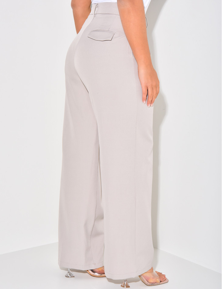 Puff-effect high-waisted suit trousers