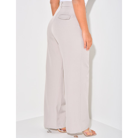 Puff-effect high-waisted suit trousers
