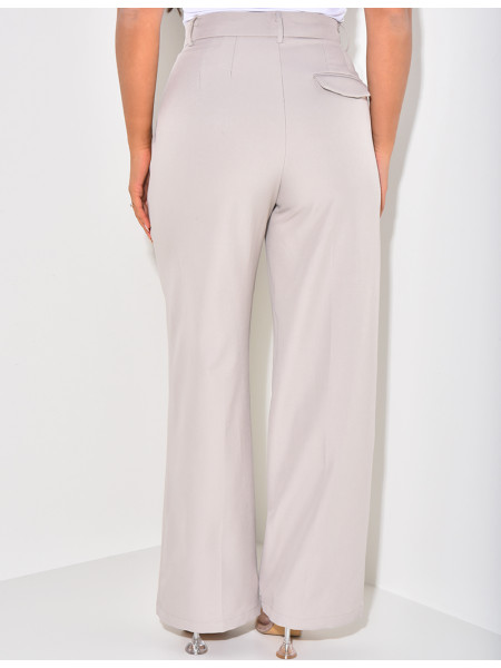 Puff-effect high-waisted suit trousers